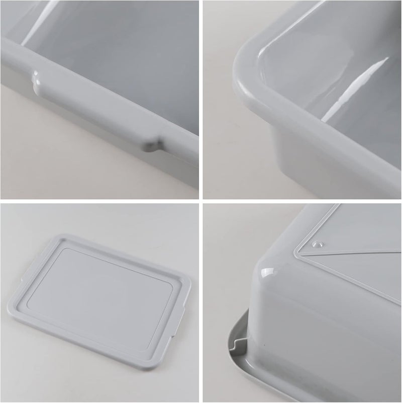 Saedy 3 Pack 13 L Food Service Bus Tub with Lid, Restaurant Dish Tub Food Grade, Grey - Image 3